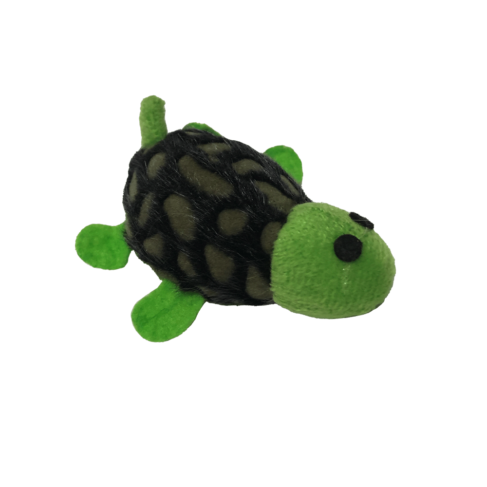 Peluche mini tortuguita para gatos color verde con marrón