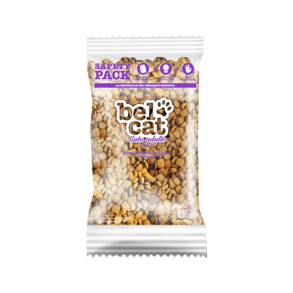 Bolsa transparente de alimento Belcat Gato Adulto de VitalCan en su presentación de 1 kg