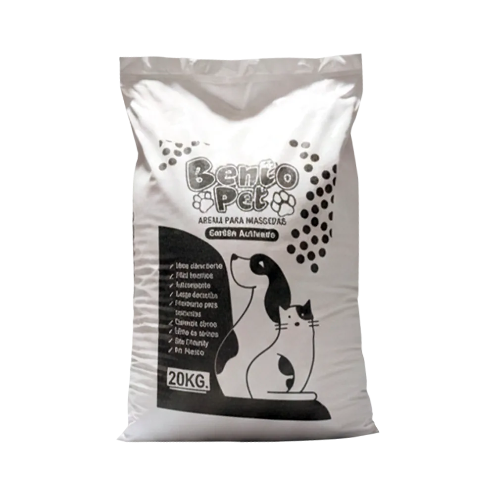 Bolsa blanca con detalles negros de Bento Pet Arena Sanitaria con Carbón Activado