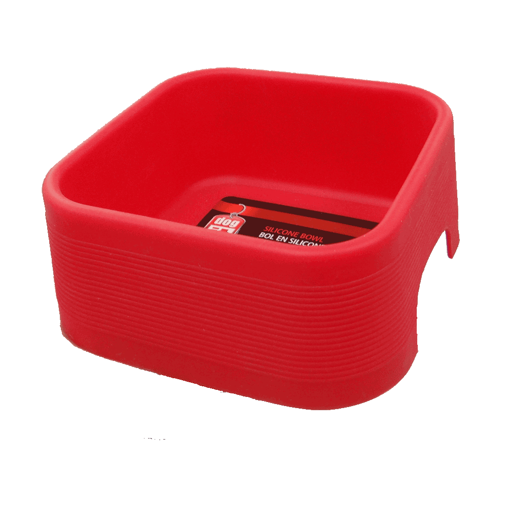 Plato con forma cuadrada color rojo de silicona Plato Rojo de Silicona Dogit para perros y gatos