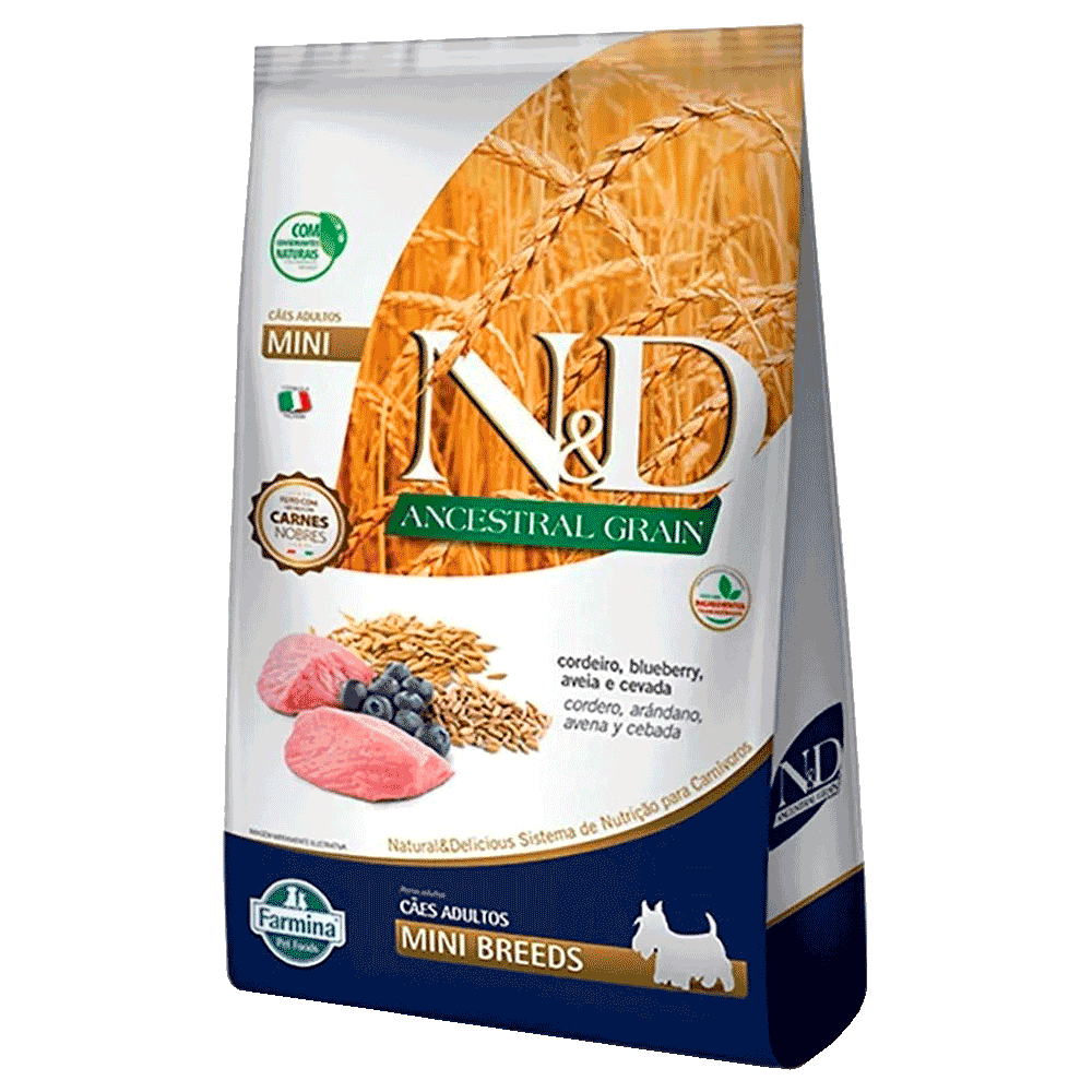Bolsa de alimento Farmina N&D Ancestral Grain Cordero y Arándanos Adult Mini