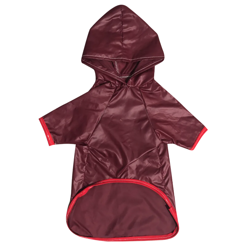 Impermeable Guindo con detalles rojos en las mangas, prenda para perros para usar en la lluvia