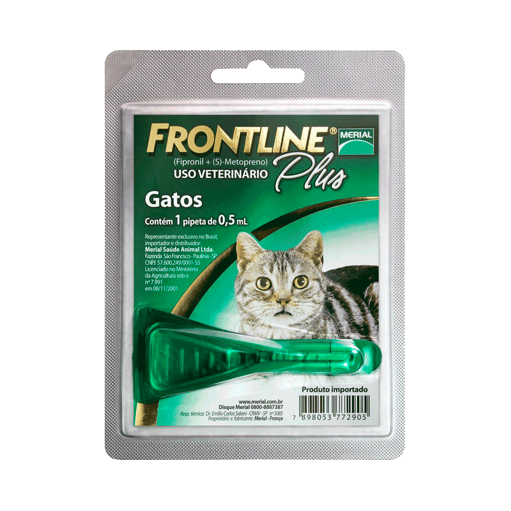 Pipeta verde de antiparasitario externo para gatos de Frontline Plus Gatos