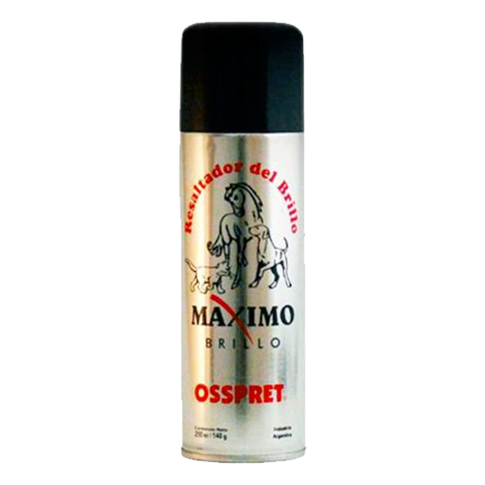 Frasco color dorado de Osspret Maximo Brillo en aerosol