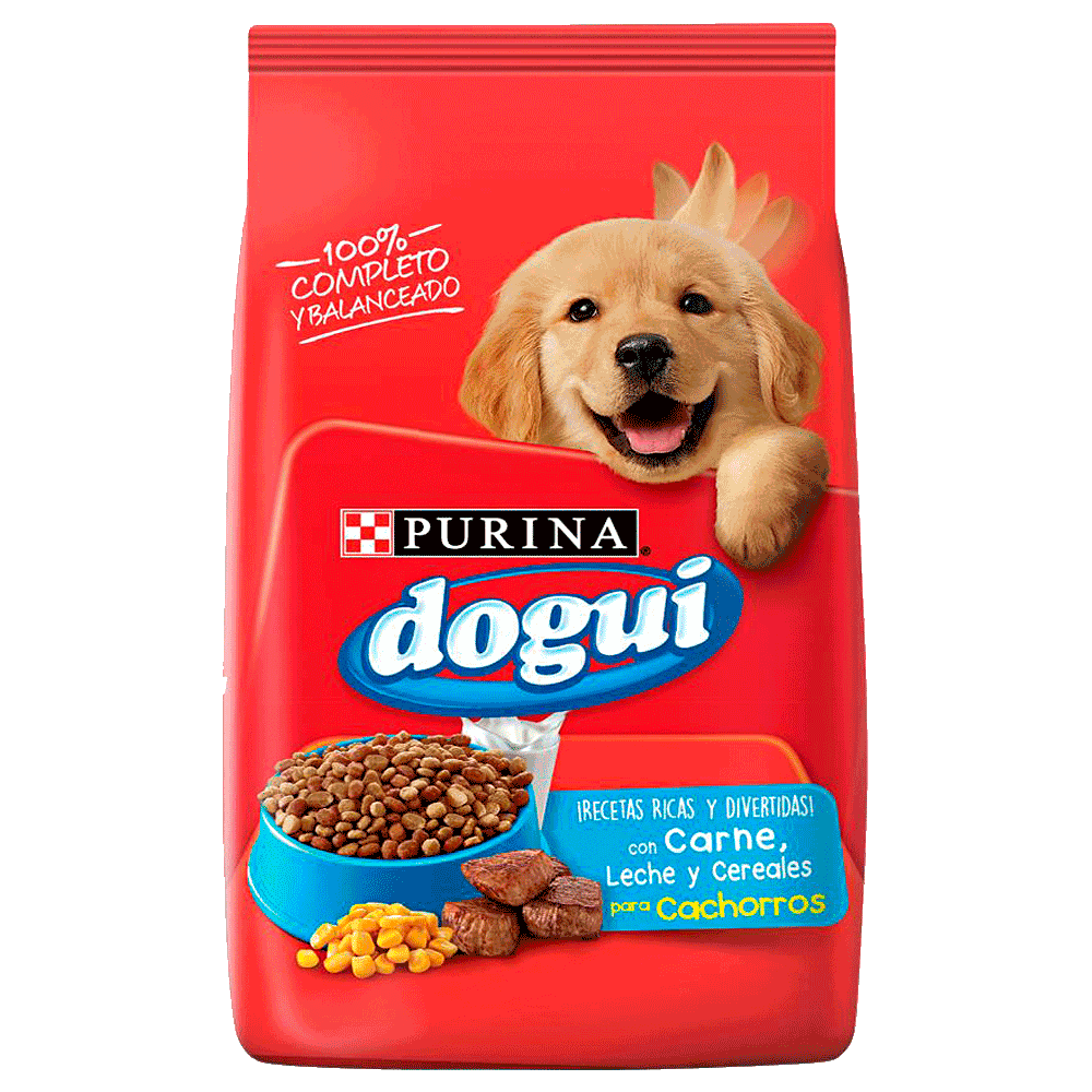 Bolsa roja de Dogui Cachorro: Carne, Cereal y Leche