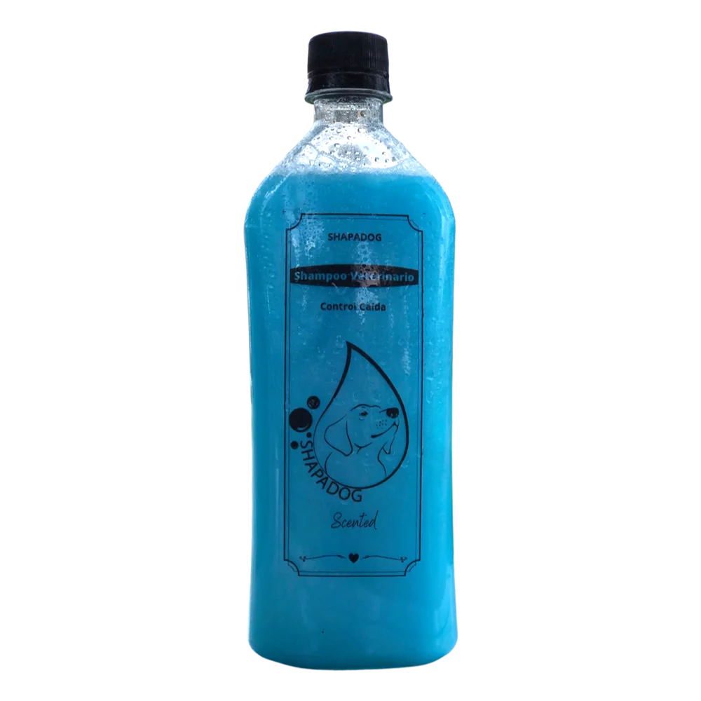 Botella de Shampoo Anticaída Shapadog Scented para mascotas color azul aroma marine