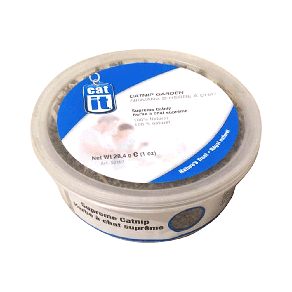 Envase transparente de Catit Catnip Garden Hierba Gatera seca para gatos