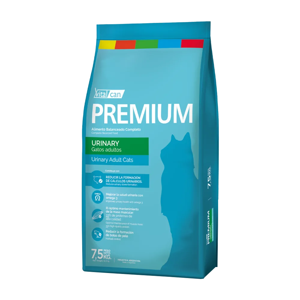 Bolsa color celeste del alimento Premium Urinary Gato Adulto