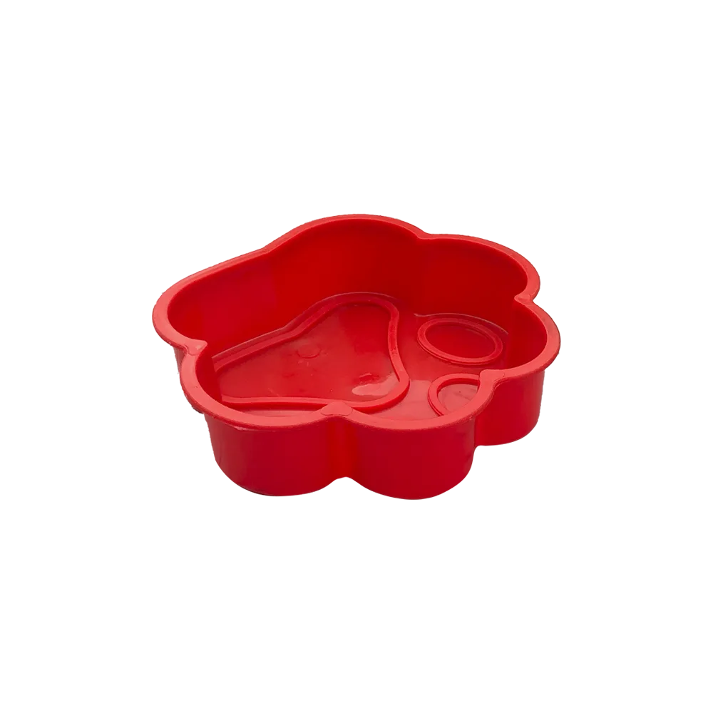 Imagen de Comedero Huella Mini en color rojo. Plato para agua o comida para perros pequeños y minis