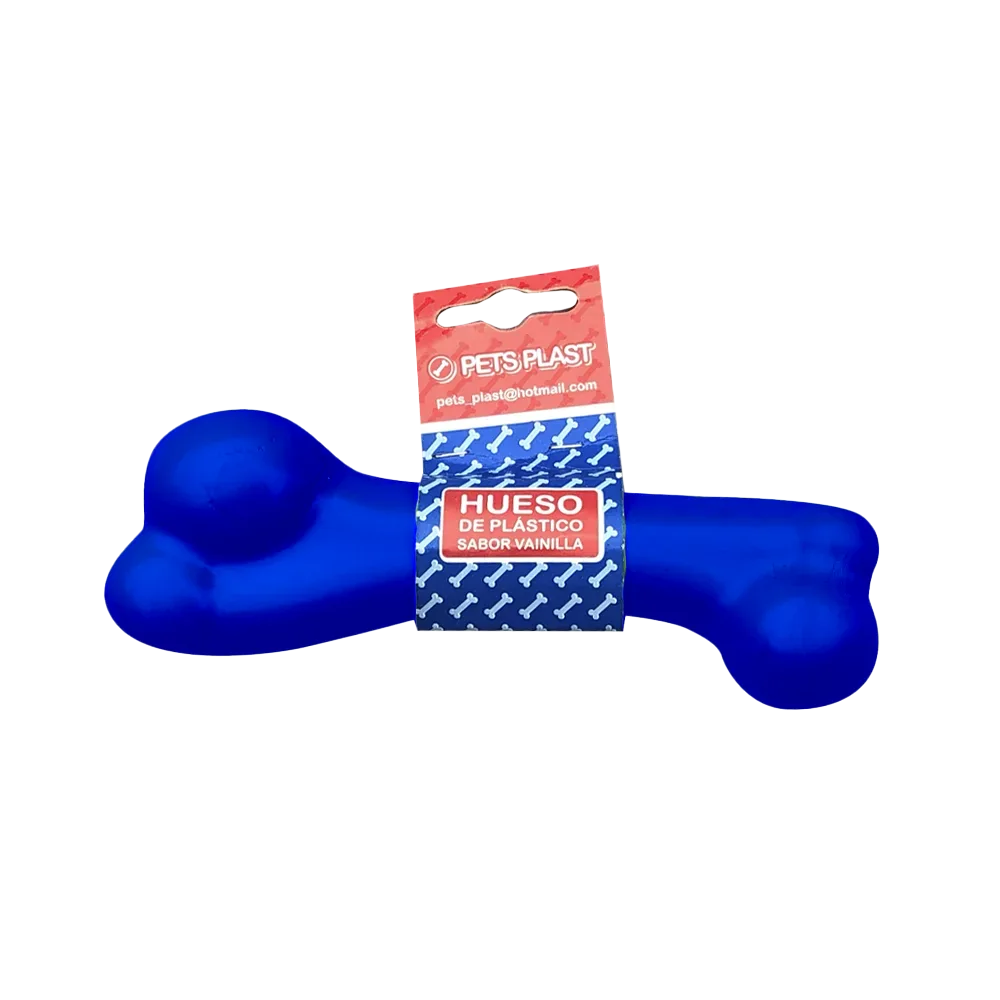 Imagen de juguete para perros Hueso Plástico Mediano Sabor Vainilla en color azul