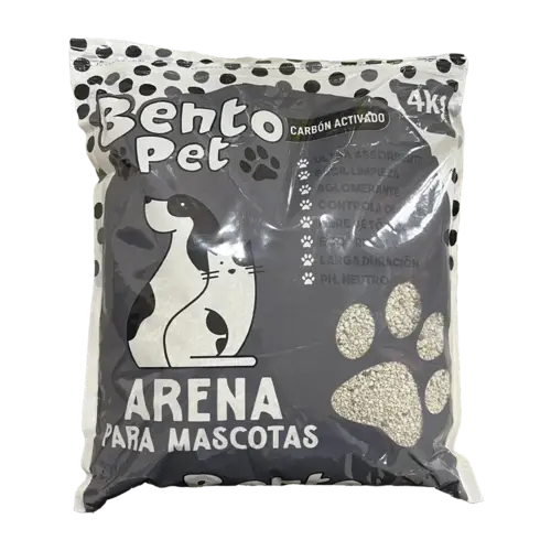 Bolsa blanca con detalles negros de Bento Pet Arena Sanitaria con Carbón Activado