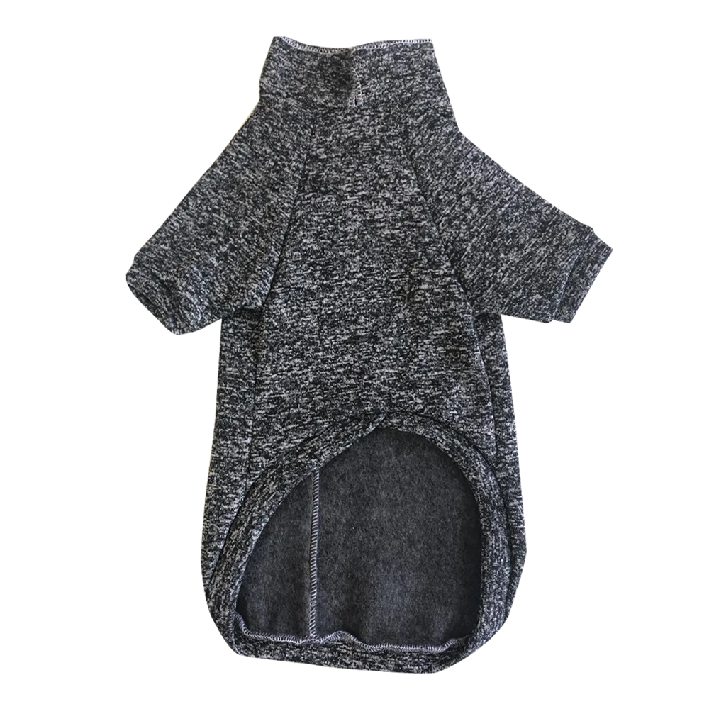 Imagen de prenda abrigada de vestir para mascotas Chompa Gris Oscuro de vista posterior