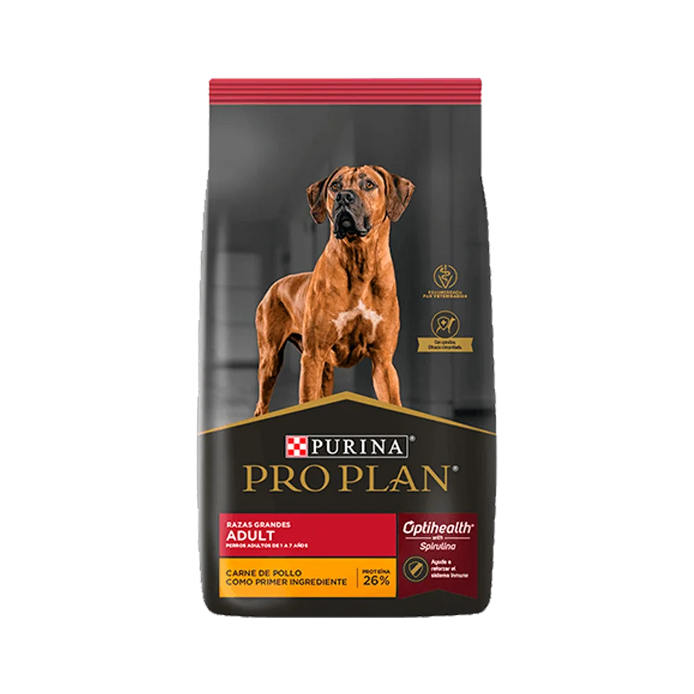Bolsa color negro de alimento Purina Pro Plan para perro adulto de raza grande