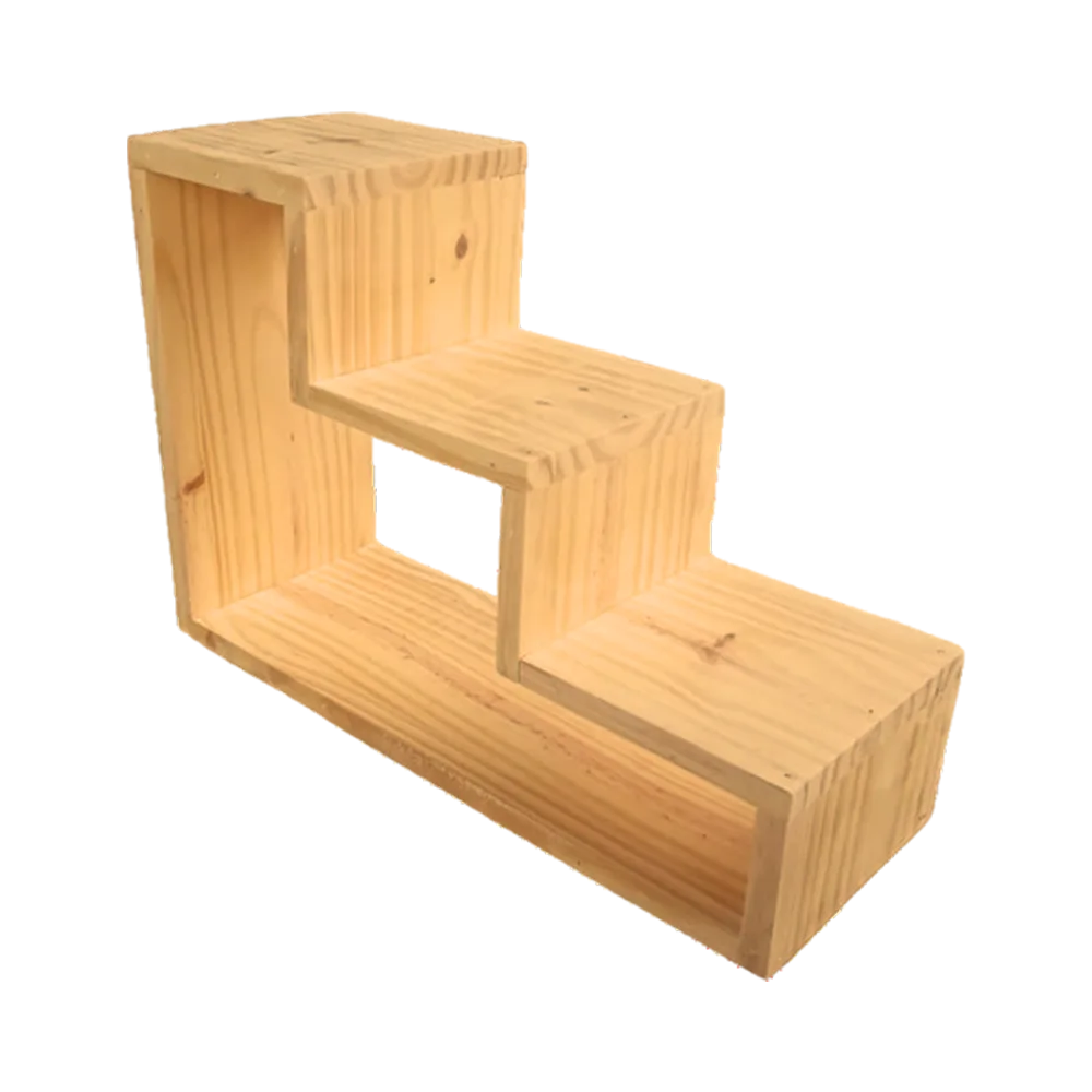 Escalera Shiro de madera, es un mueble para gatos en forma de escalera hecha de madera natural que sirve también como mueble biblioteca