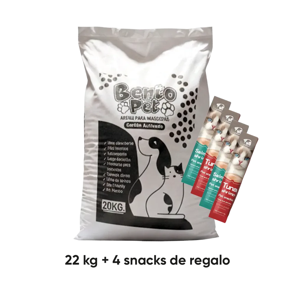 Bolsa blanca con detalles negros de Bento Pet Arena Sanitaria con Carbón Activado