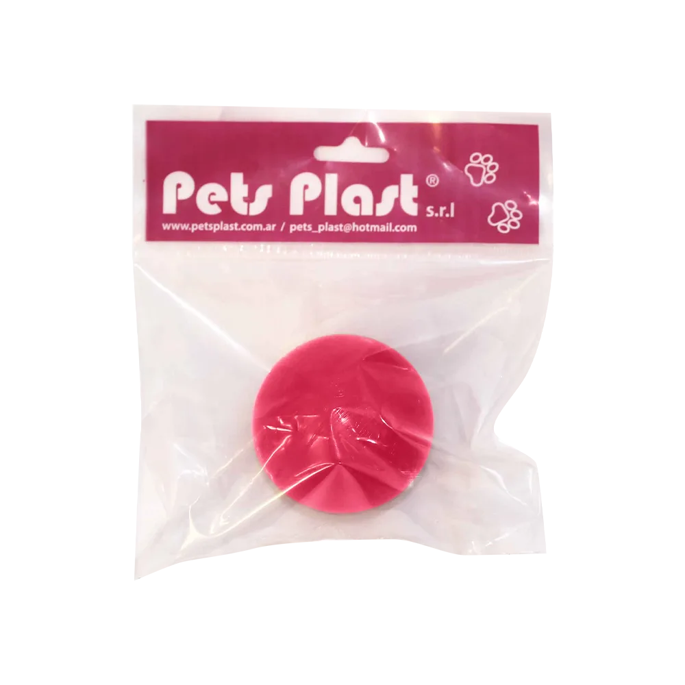 Imagen de empaque original de la Pelota de Goma Mediana en color rosado oscuro
