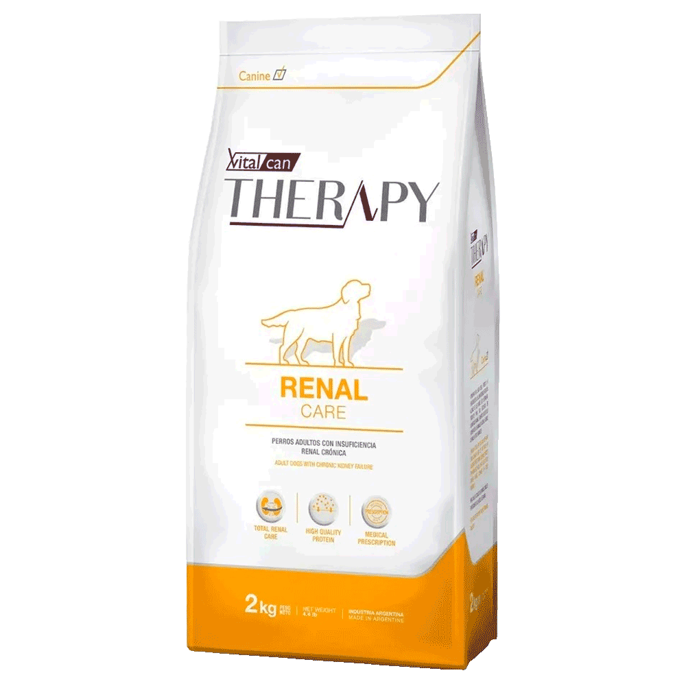 Bolsa de 2 kg de alimento seco medicado para perro Vital Can Renal Care color blanca con amarillo