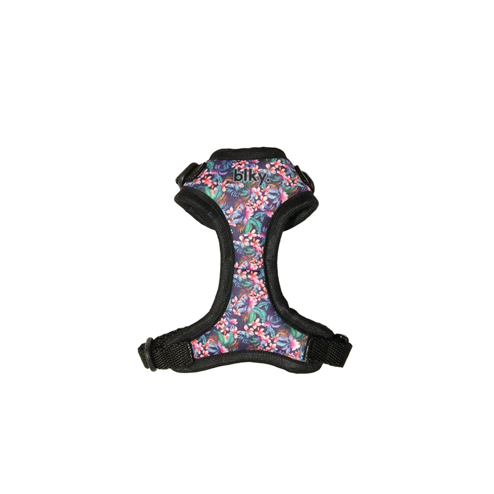 Pechera Arnés Blky Talla XXS para perros y gatos con un estampado floreado con colores rosados y azules