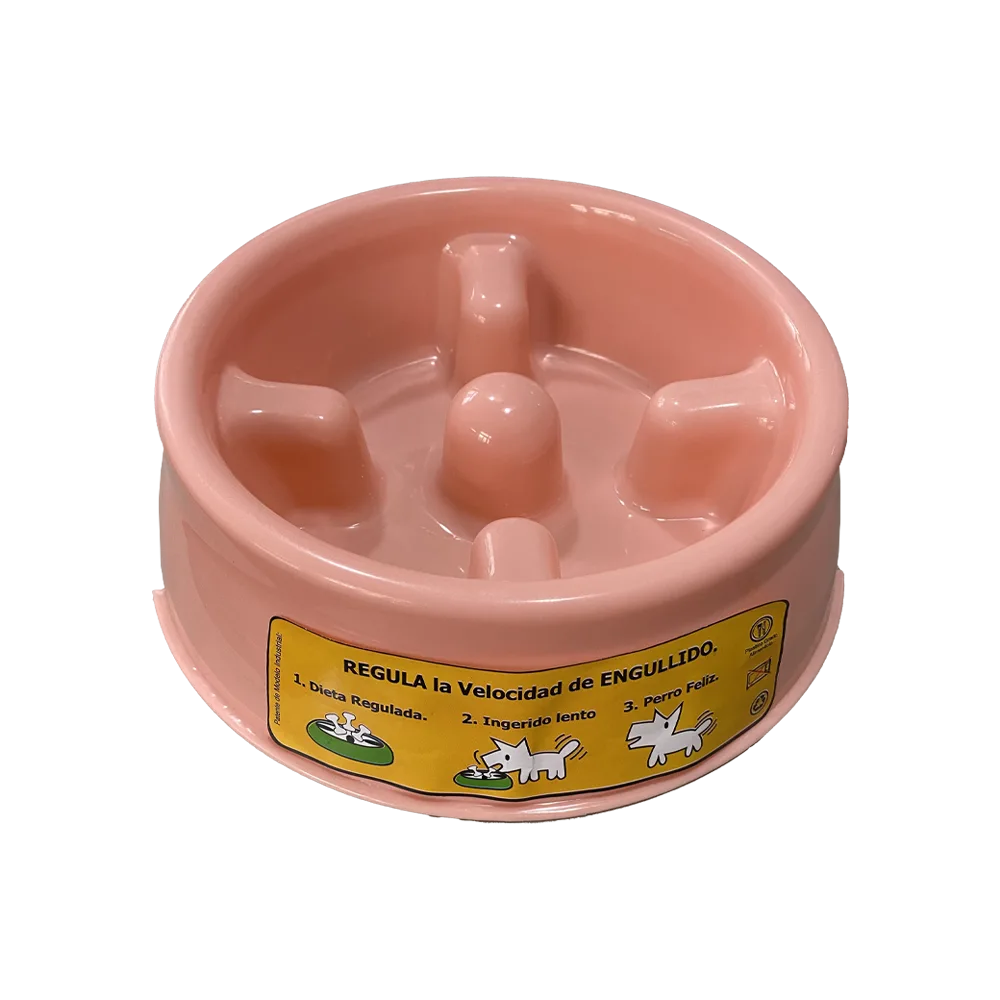 Imagen de Comedero Regu-Diet color rosa pastel para regular la ingesta de alimentos de mascotas