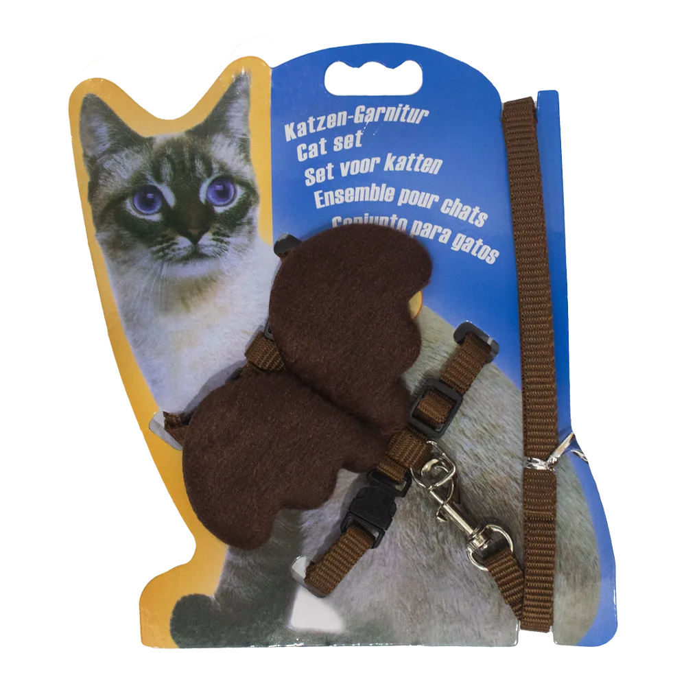 Empaque color azul con forma de gato siamés de Arnés Con Alas Para Gatos Pequeños color marrón