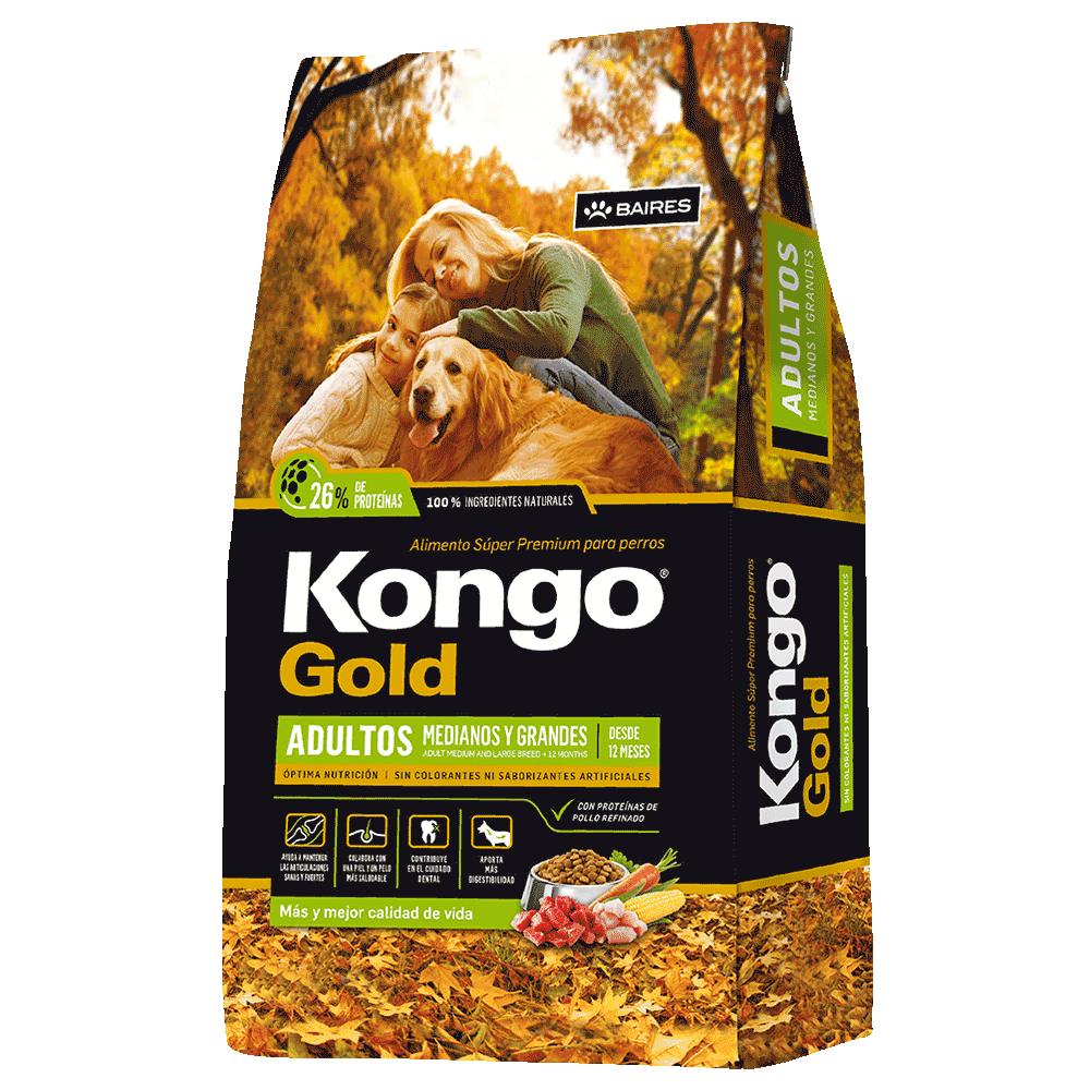 Bolsa de 15 kilos de alimento para perro Marca Kongo 