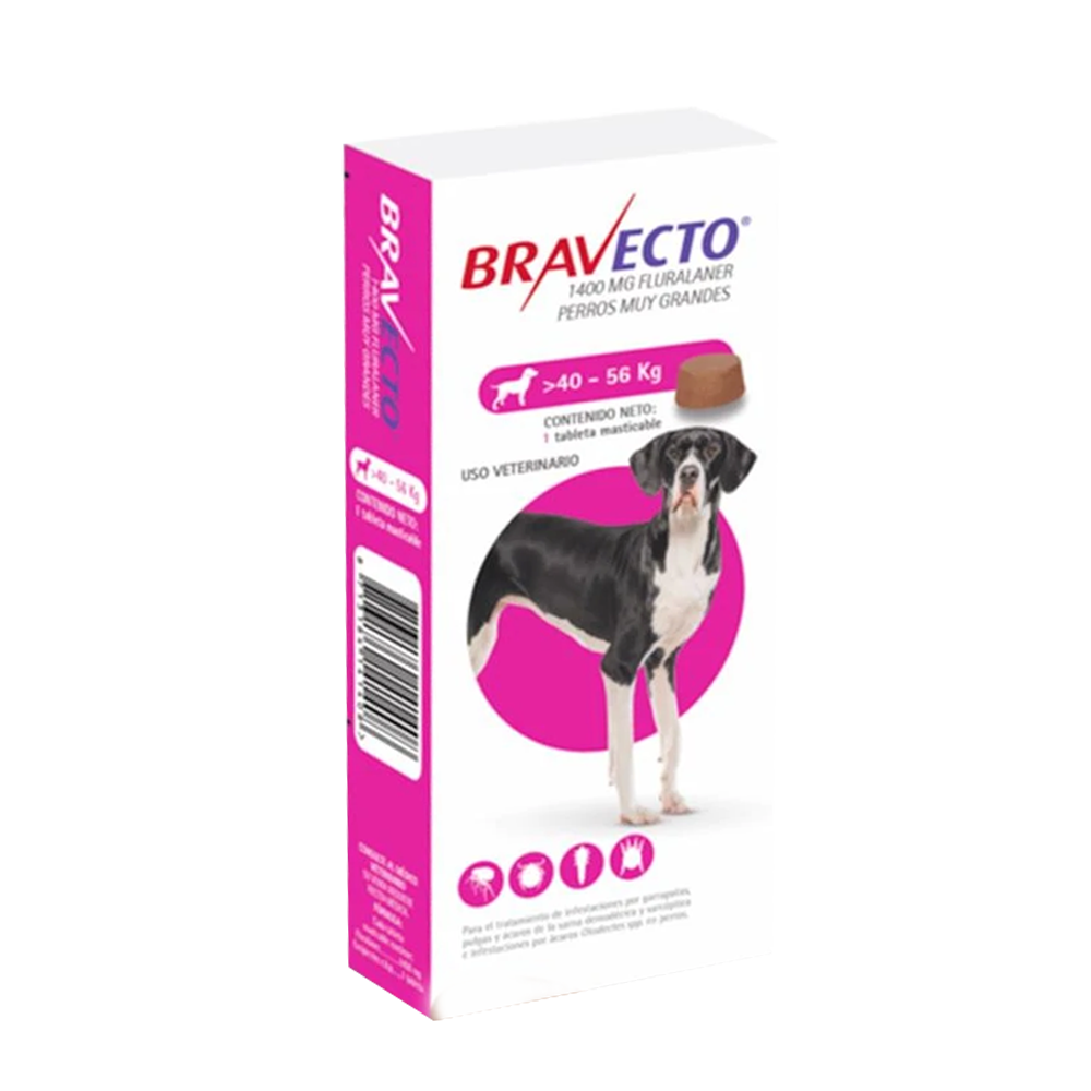 Caja blanca de antiparasitario para perros Bravecto Perro de 40 a 56 kg