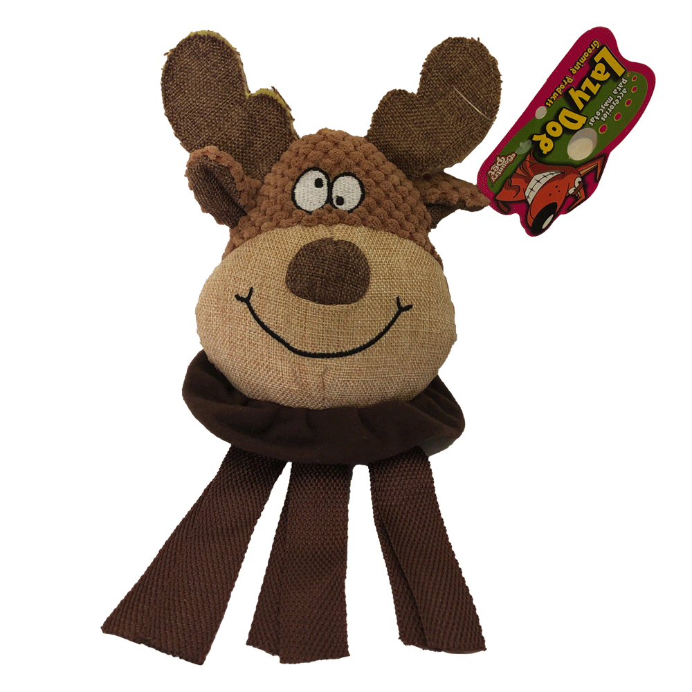 Imagen de producto Peluche cabeza de alce para perros con tonos marrones