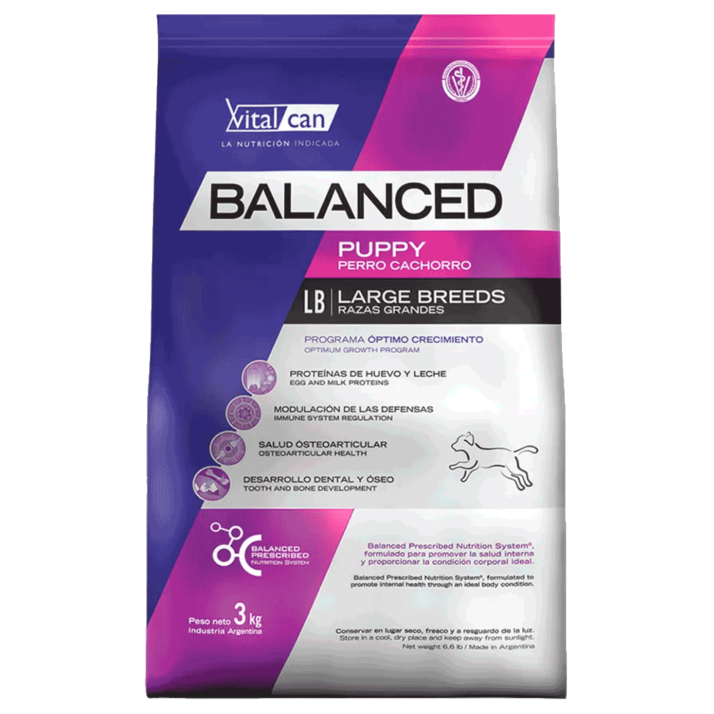 Bolsa de alimento Vital Can Balanced Perro Cachorro Raza Grande