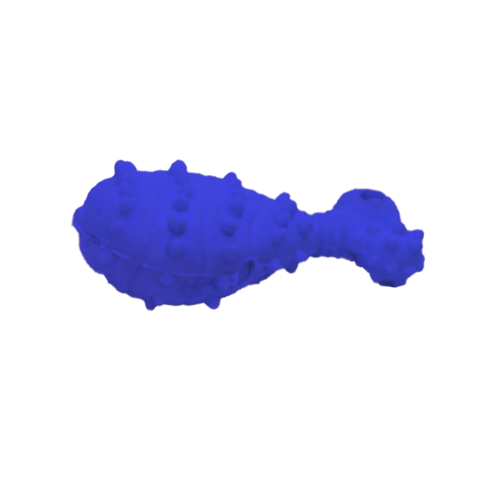 Juguete Pata de Pollo en color azul marino, un juguete para perros pequeños y medianos. 
