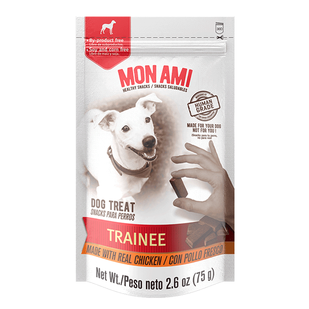 Bolsa blanca con detalles rojos de Mon Ami Trainee Snack para perro