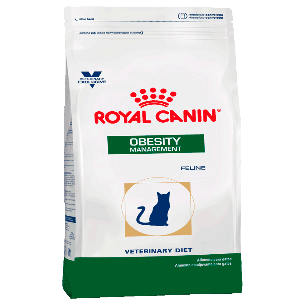Bolsa blanca con verde de alimento Royal Canin Gato Obesity Management para gatos con problemas de obesidad y sobrepeso