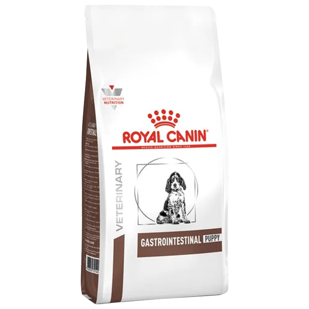 Bolsa blanca con detalles marrones de alimento para perro Royal Canin Gastro Intestinal Junior