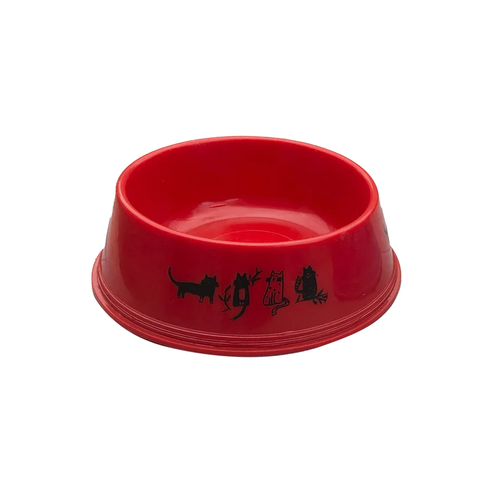Plato Comedero Pequeño Estampado para comida o agua de perros pequeños, cachorros y gatos en color rojo