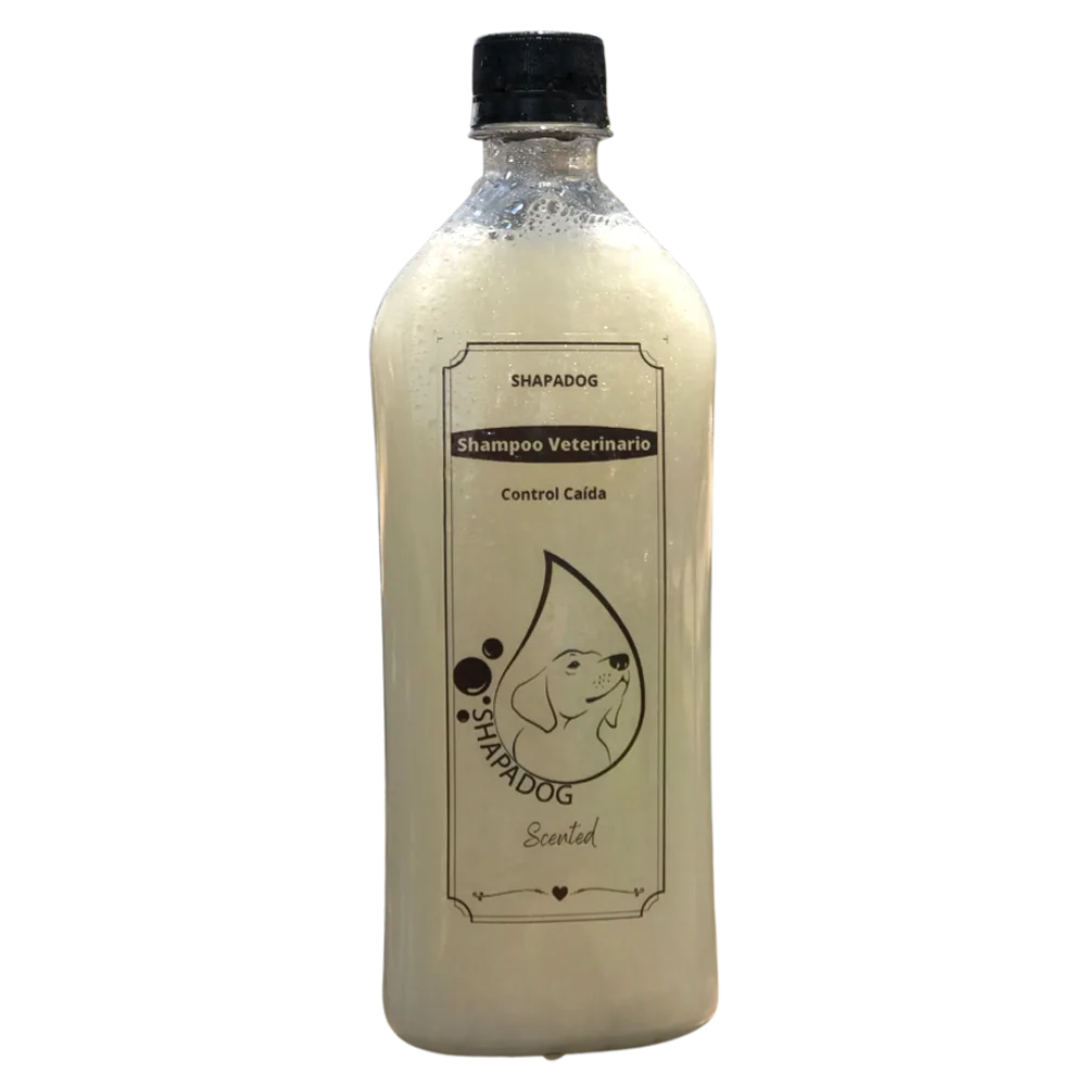 Botella de Shampoo Anticaída Shapadog Scented para mascotas color blanco aroma baby jean