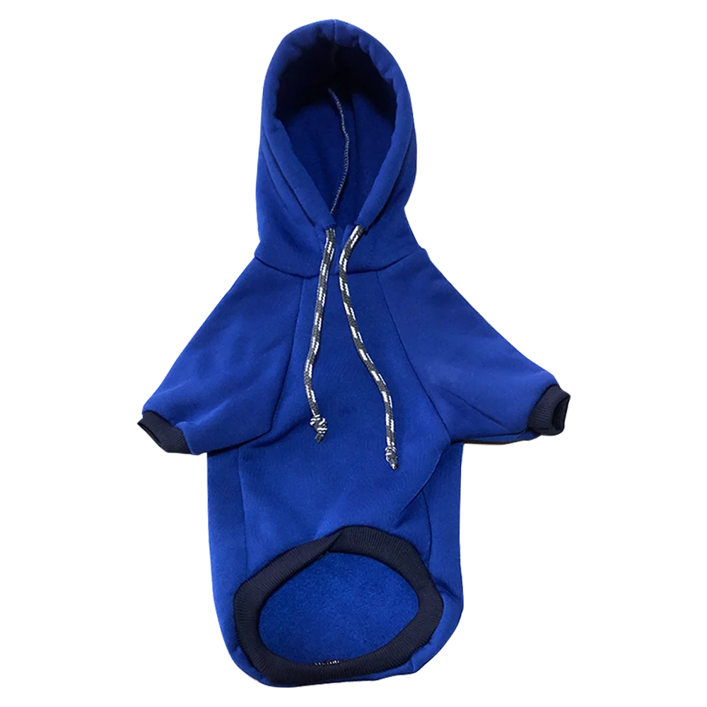 Imagen de Buzo Azul con chulo, prenda abrigada para perros y gatos.