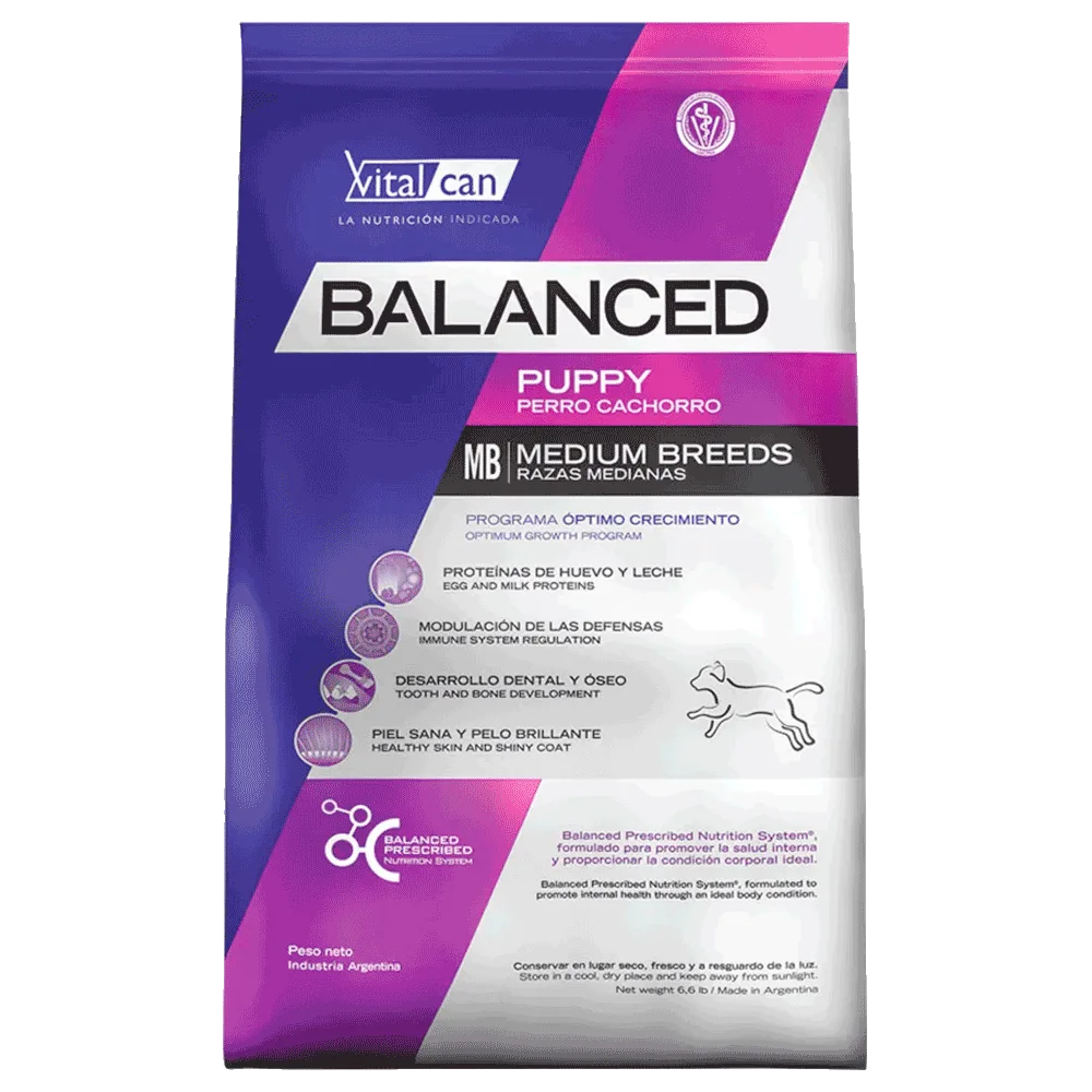 Bolsa de alimento Balanced Perro Cachorro Raza Mediana 