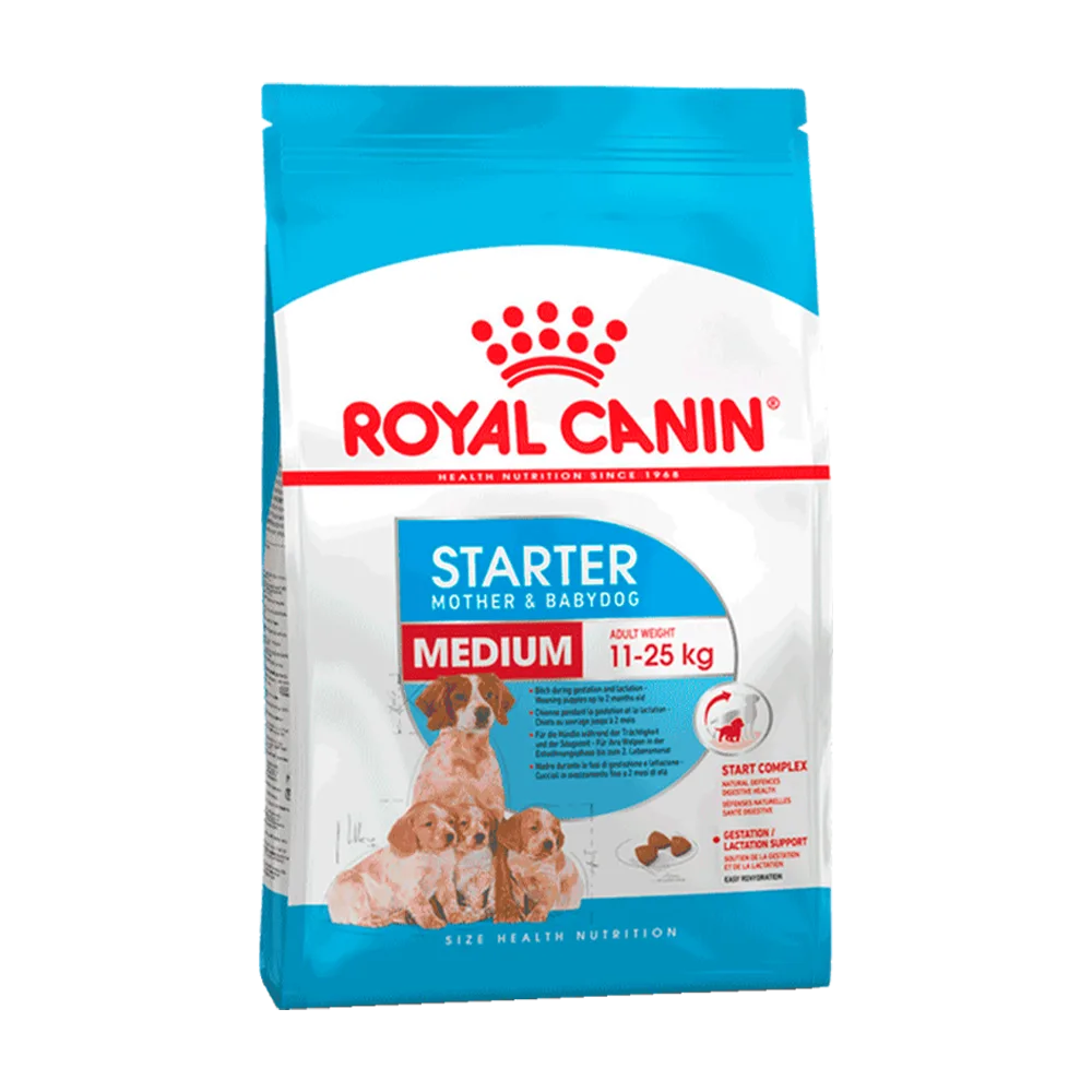 Bolsa blanca con celeste de Royal Canin Medium Starter Mother Babydog