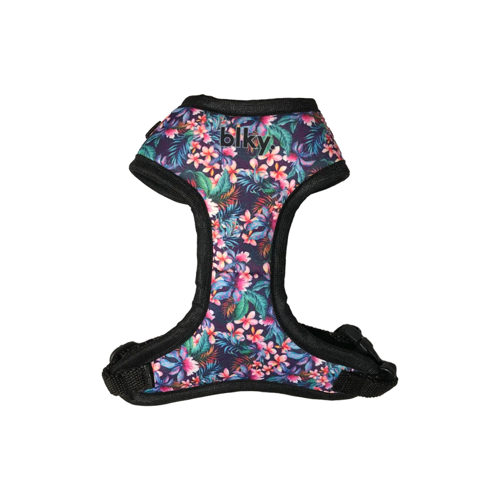 Pechera Arnés Blky Talla XS para perros pequeños con un estampado floreado con colores rosados y azules