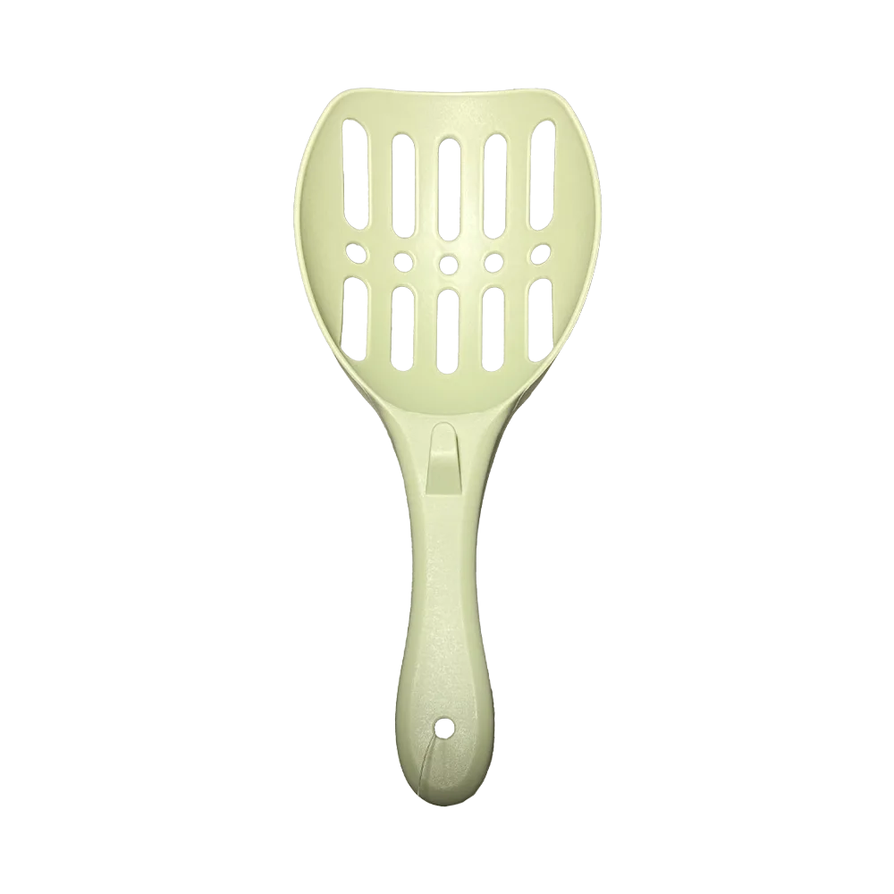 Palita recolectora de arenero para gatos en color verde pastel.