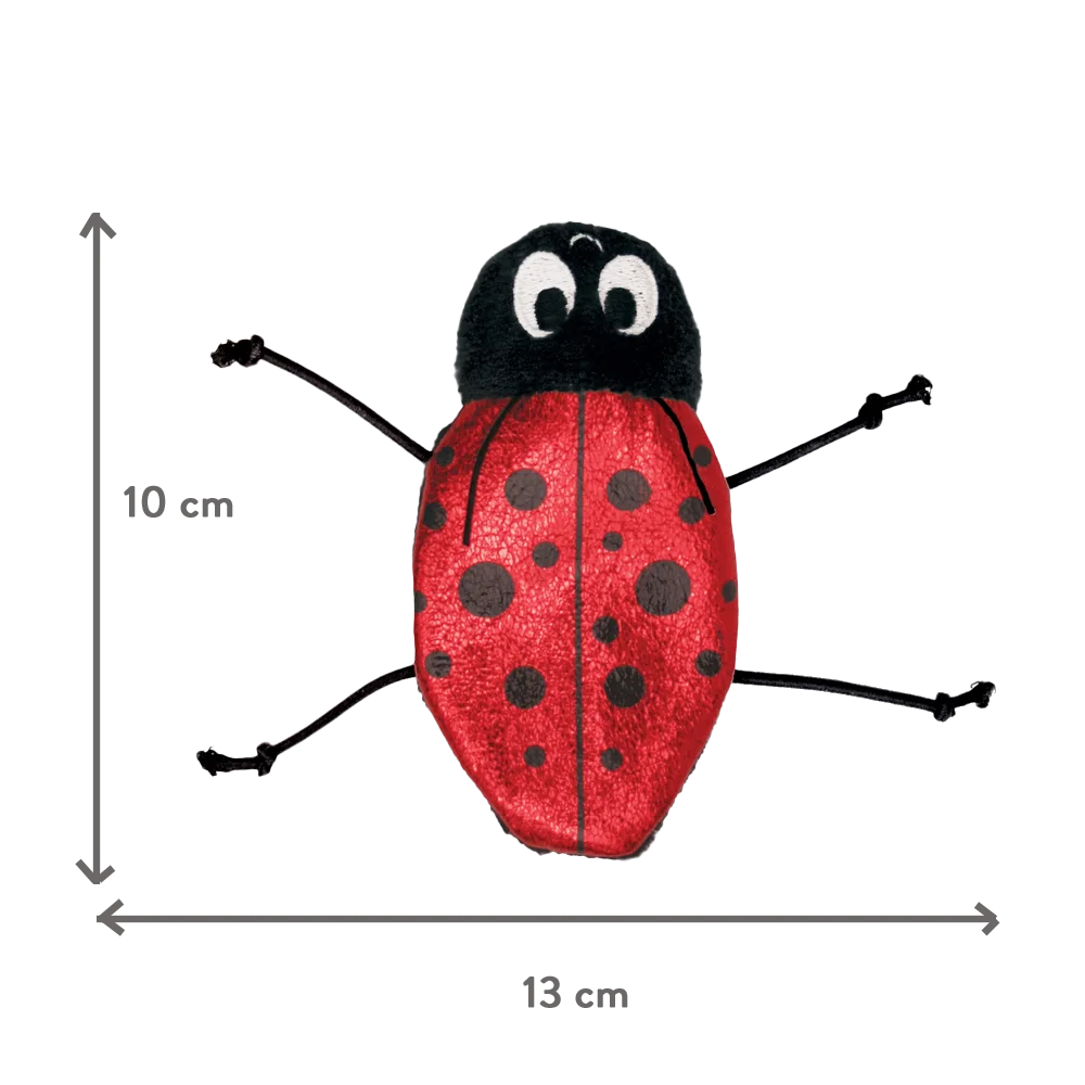 Imagen de la marquita juguete Kong Recargable de color rojo con negro y mostrando las dimensiones: 10 cm de alto y 13 cm de ancho