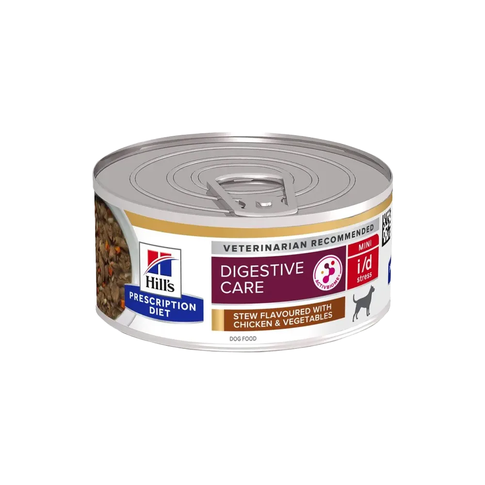 Lata blanca con detalles marrones del alimento húmedo de Hill's Prescription Diet Digestive Care en su presentación de 156 g