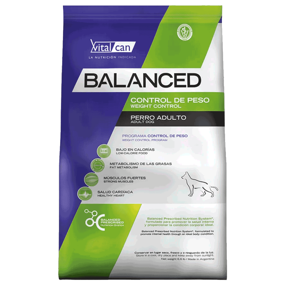 Bolsa de alimento Vital Can Balanced Perro Adulto Control de Peso