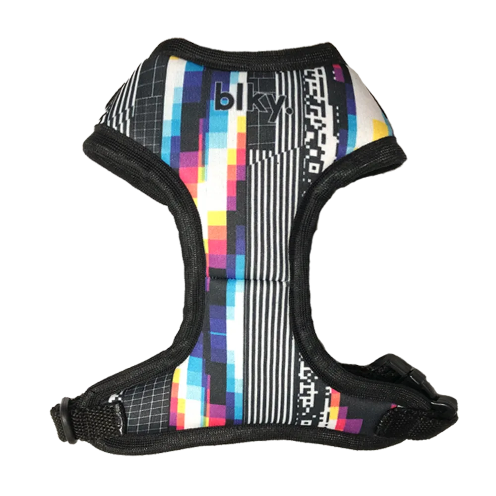 Pechera Arnés Blky Talla M para perro medianos a grandes con un estampado geométrico con colores blanco, negro y rojo