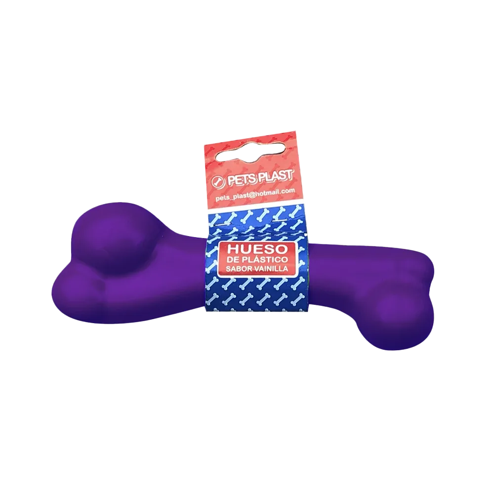 Imagen de juguete para perros Hueso Plástico Mediano Sabor Vainilla en color morado