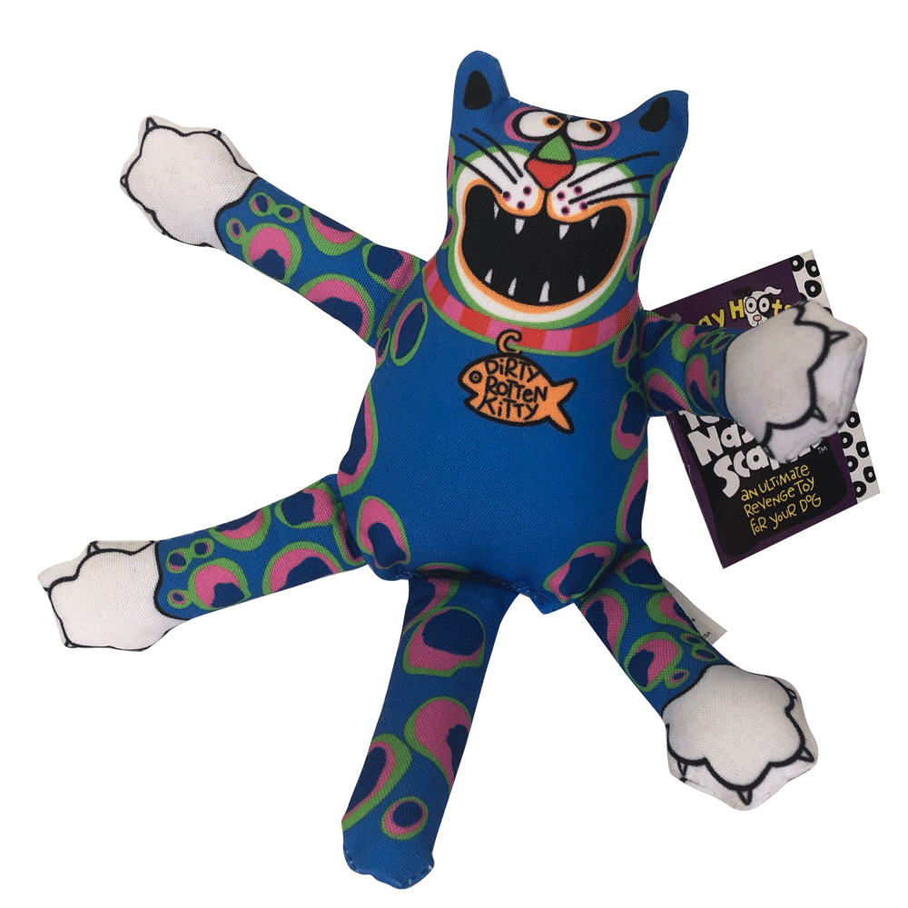 Imagen de producto Peluche Mini Terrible Nasty Scaries Fat Cat para perros con forma de gato color azul