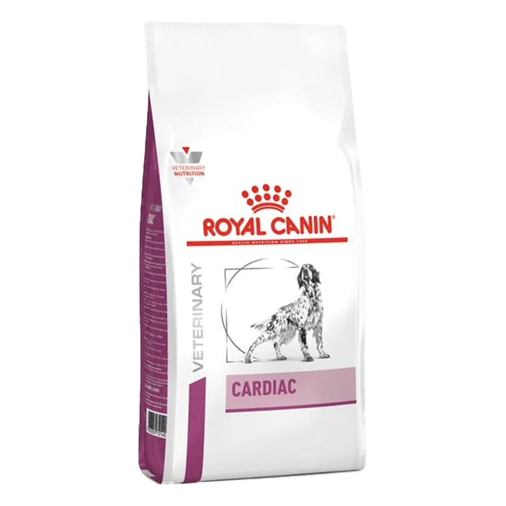 Bolsa blanca con detalles rosados de alimento Royal Canin Cardiac Canine para perros con problemas cardíacos 