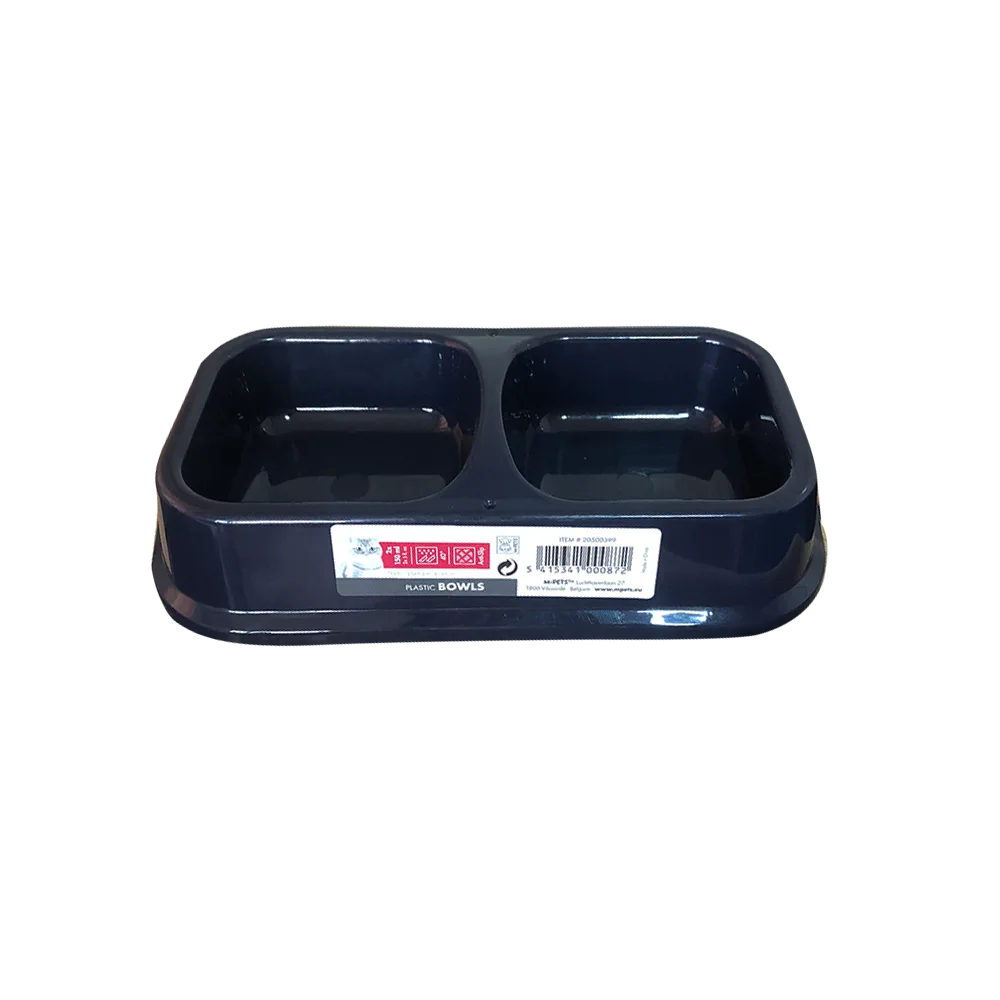 Comedero Doble M-Pets para gatos en color azul marino con capacidad de 150 mL