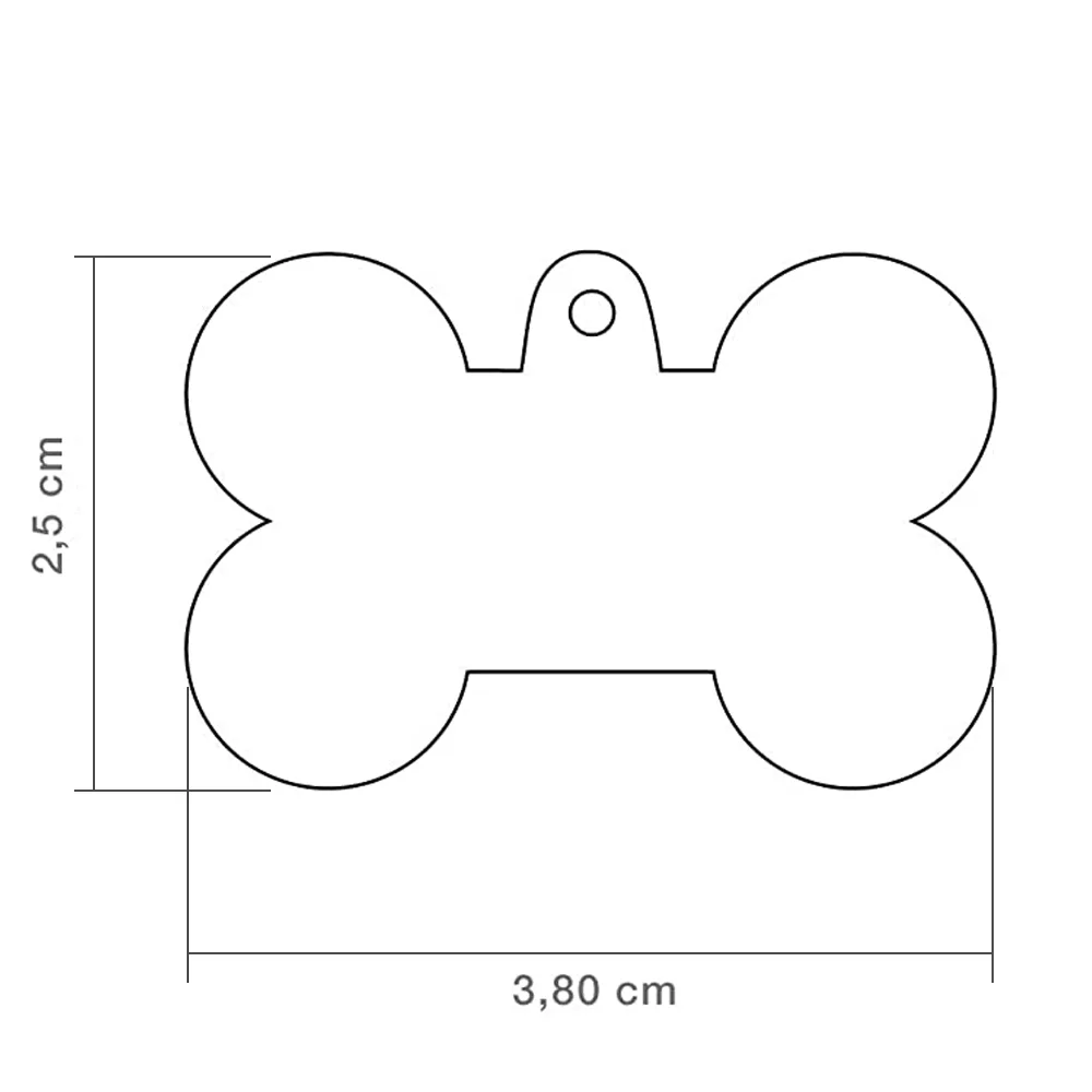 Gráfico de dimensiones de la Placa Identificativa Hueso Grande