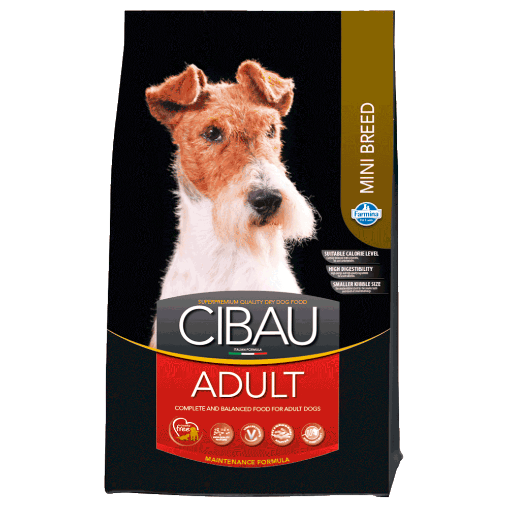 Bolsa negra con detalles rojos de Farmina Cibau Adult Mini Breeds