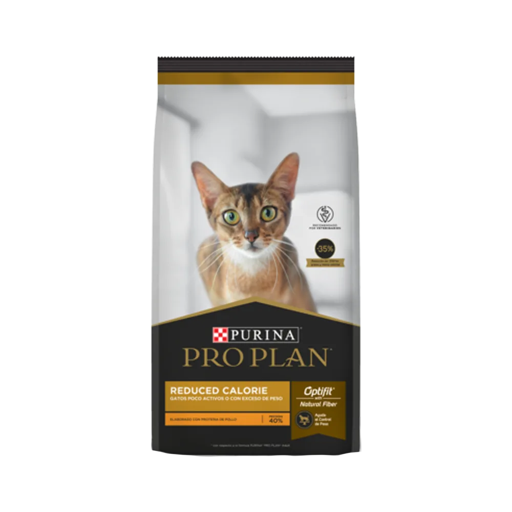 Bolsa gris con detalles amarillos de Purina Pro Plan Gato Reduced Calorie para gatos con dietas reducidas en calorías